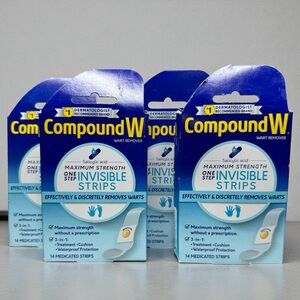 4 Boxes Compound W Invisible Wart Remover Strips Max Strength 14ct Each‎ READ